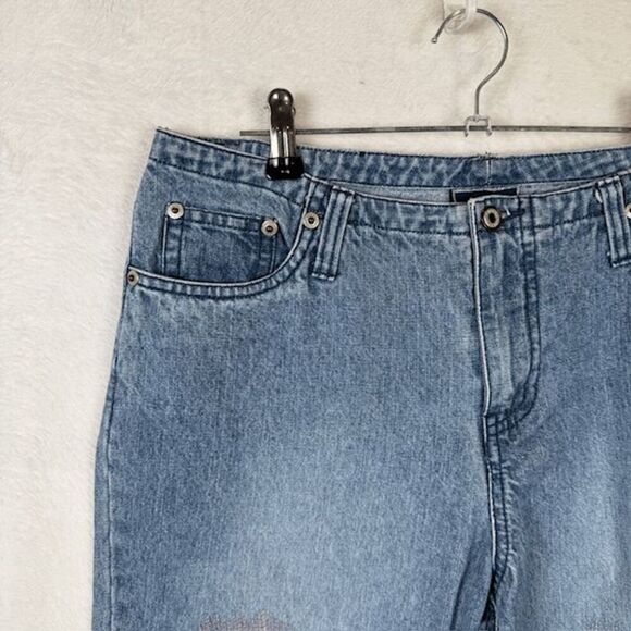 Vintage Y2K OTB One Tuff Babe Jeans Pink Paint Split Hem Medium Wash Size 7/8 - Picture 2 of 14